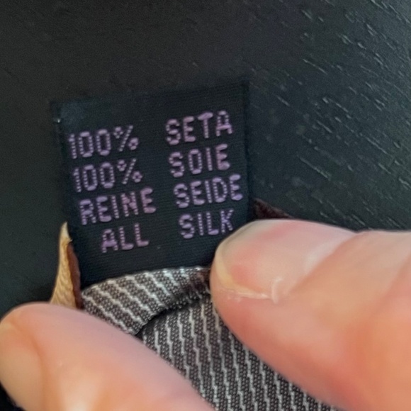 Vintage Giorgio Rossini 100% Silk Tie - Brown. Gold, Cream - Picture 5 of 5